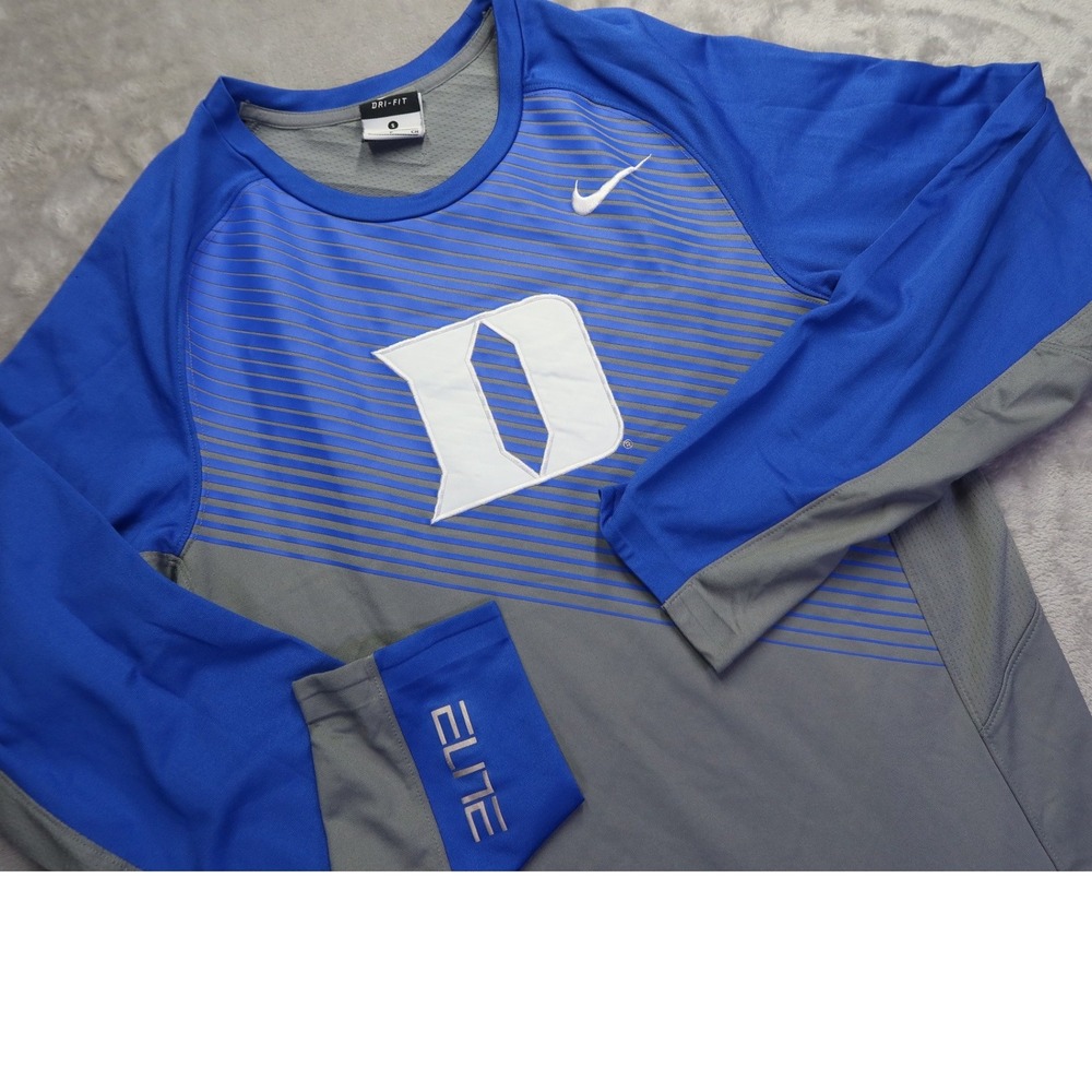 Nike Elite Duke Blue Devils Men's S Blue Grey Dri-FIT Long Sleeve Training Shirt